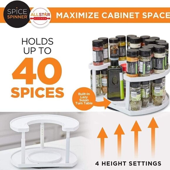 All Star Kitchen Spice Spinner Organize 4 Heights 40 Spices Brand New - Picture 1 of 4